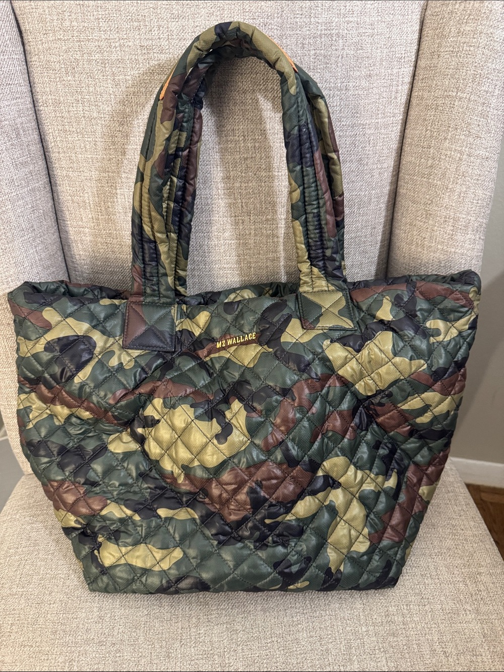 MZ Wallace Quilted Camo Tote in Green and Brown